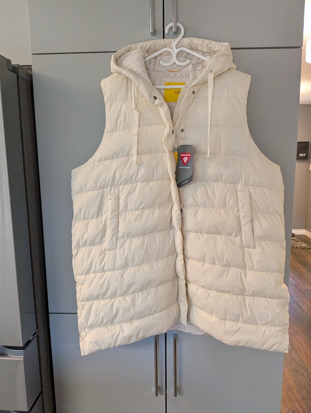 Lole Women's Cream Quilted Hooded Puffer Vest